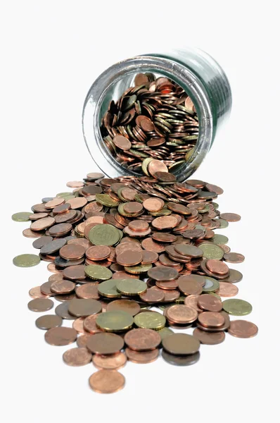 Pengar burken med euromynt — Stockfoto