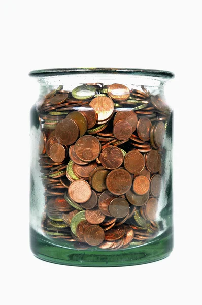Money jar with Euro coins — Stock Photo, Image