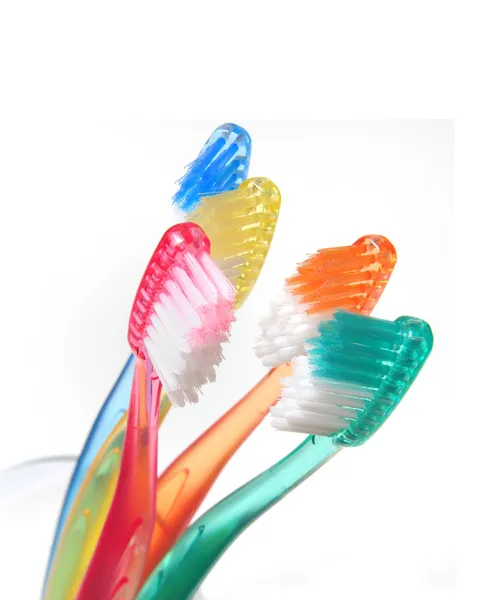 Färgade tandborstar — Stockfoto