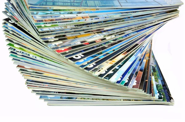 Stack Colorful Magazines White Background — Stock Photo, Image
