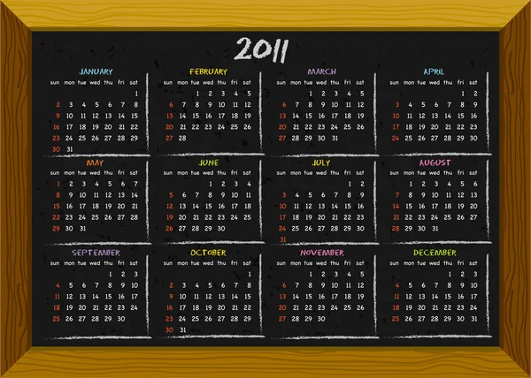 Gaya papan tulis kalender 2011 - Stok Vektor