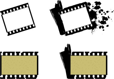 Set of photographic film frames, plain and grunge style clipart