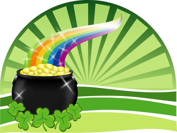 Pot of gold with rainbow — Stock Vector