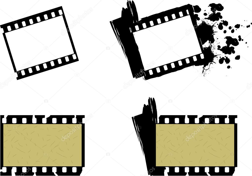 Set of photographic film frames, plain and grunge style