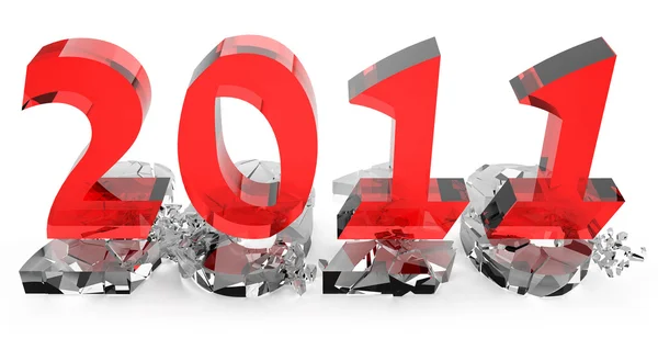 2011 Nieuwjaar 2010 Uit Breken Van Glas — Stockfoto