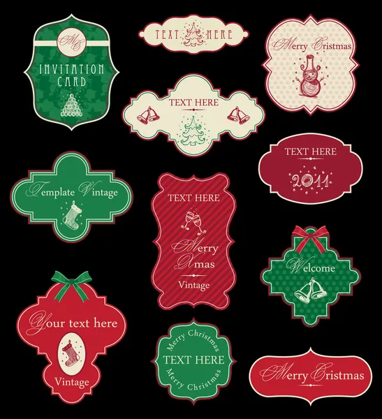 Set di cornici natalizie Vintage — Vettoriale Stock