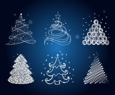 Set of the different christmas trees clipart