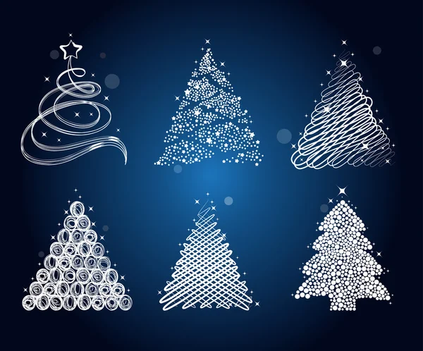 Набор различных рождественских деревьев — стоковый вектор