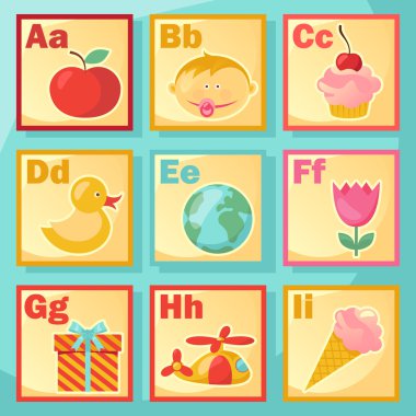 Cute cartoon alphabet illustration clipart