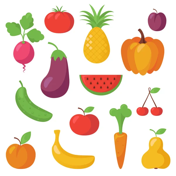 Diverse vruchten en groenten — Stockvector