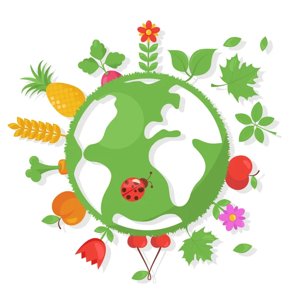 Várias frutas e legumes ao redor do mundo — Vetor de Stock