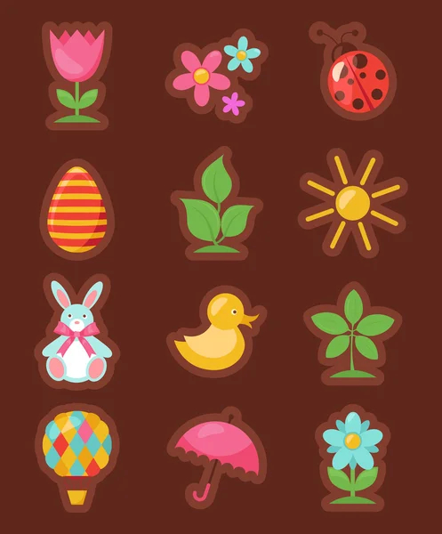Set di icone primavera — Vettoriale Stock