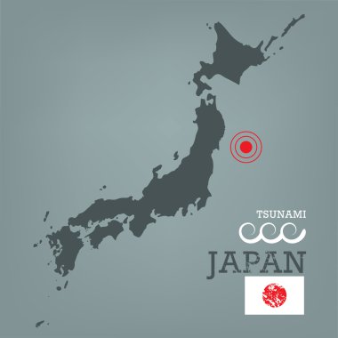 Japan map with seismic epicenter clipart