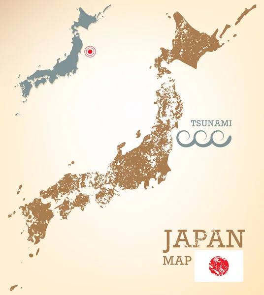 Carte du Japon avec épicentre sismique — Image vectorielle