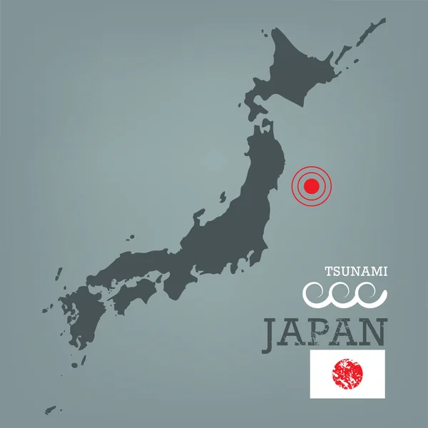 地震の震源地と日本地図 — ストックベクタ