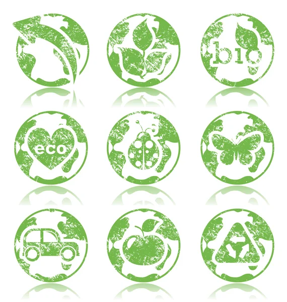 Grunge symboles écologie — Image vectorielle