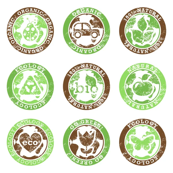 Simboli di ecologia Grunge — Vettoriale Stock