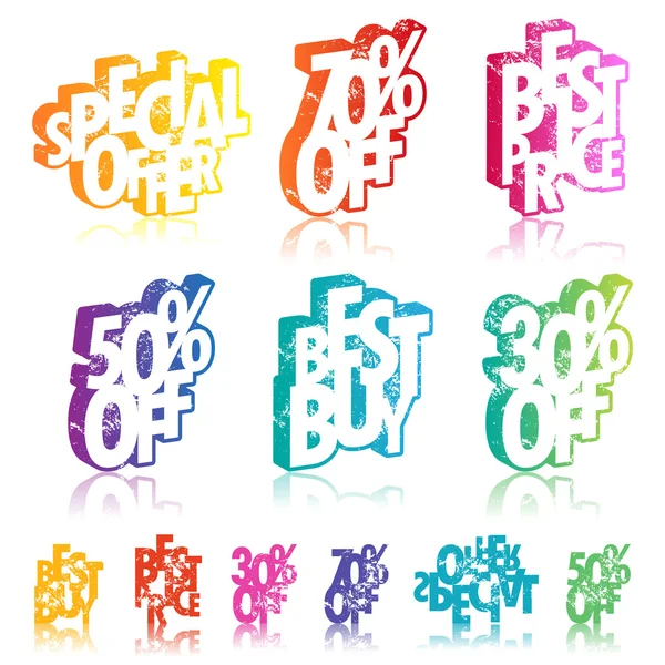 Placas de varejo multicolorido Grunge — Vetor de Stock