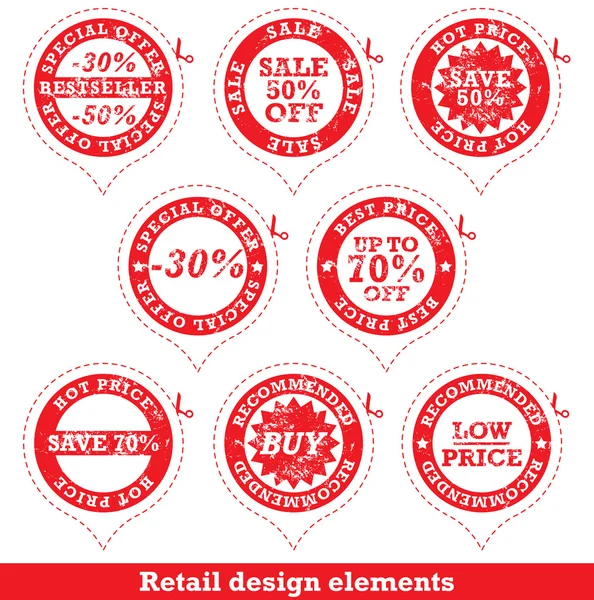 Set van rode verkoop stickers — Stockvector