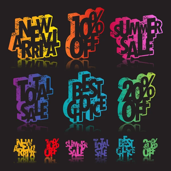 Placas de varejo multicolorido Grunge — Vetor de Stock