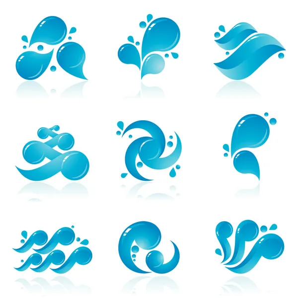 Sada modré vody ikon — Stockový vektor