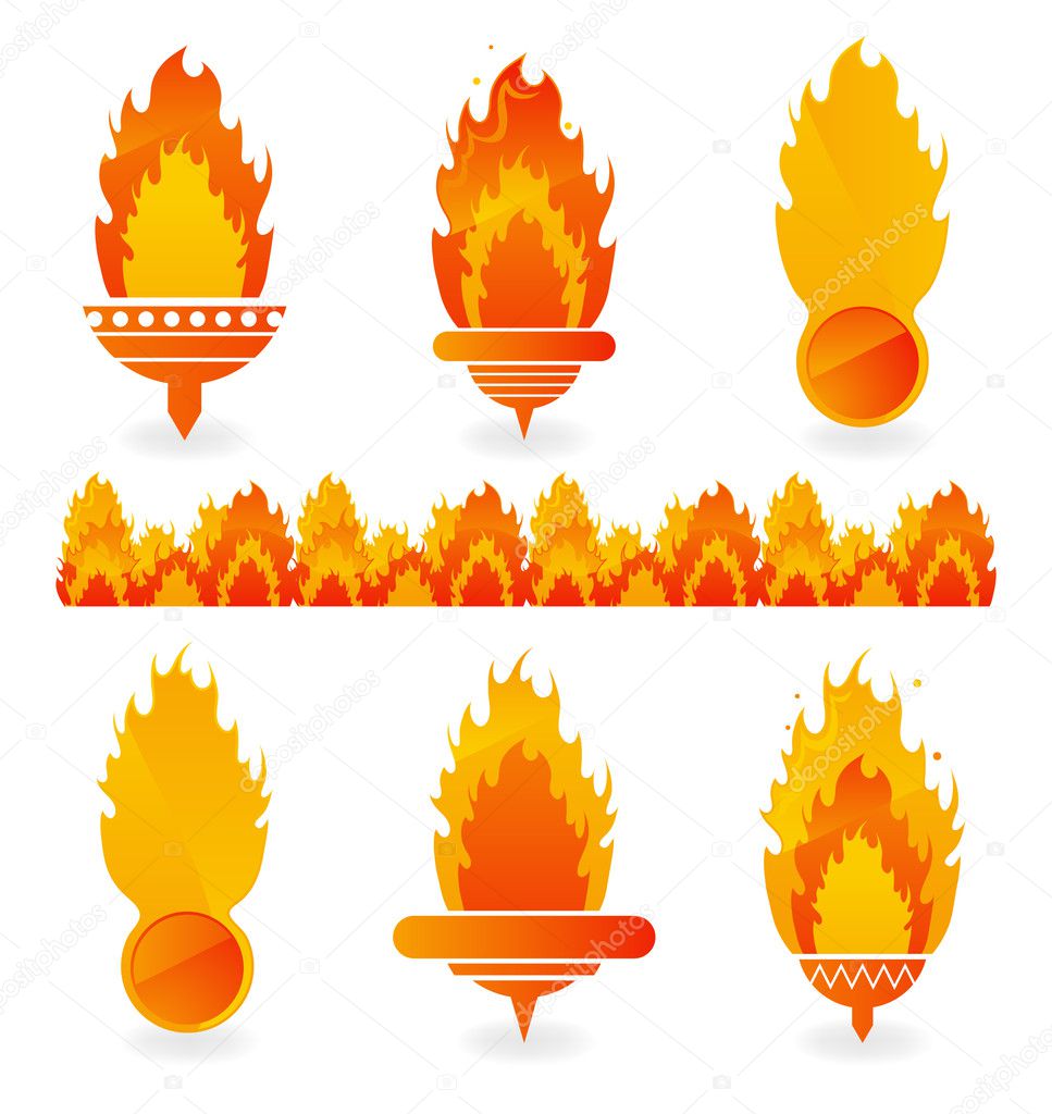 Flame icons on white background