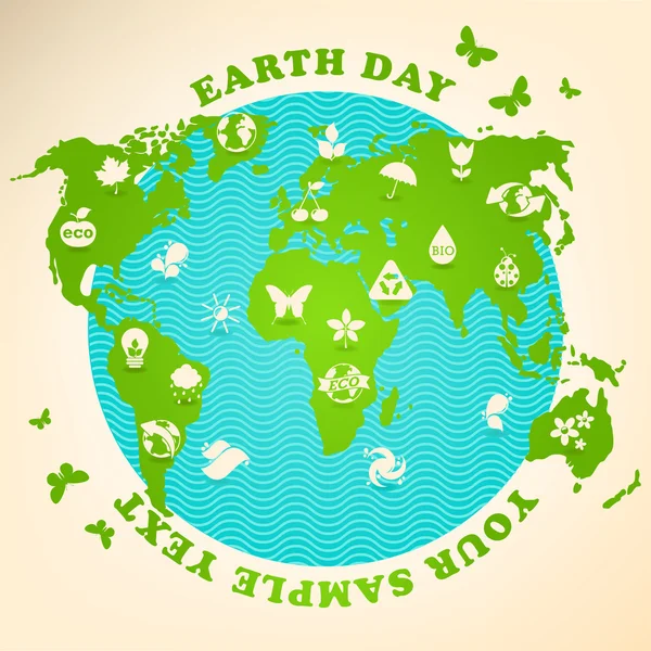 Illustration du Jour de la Terre avec symboles écologiques — Image vectorielle