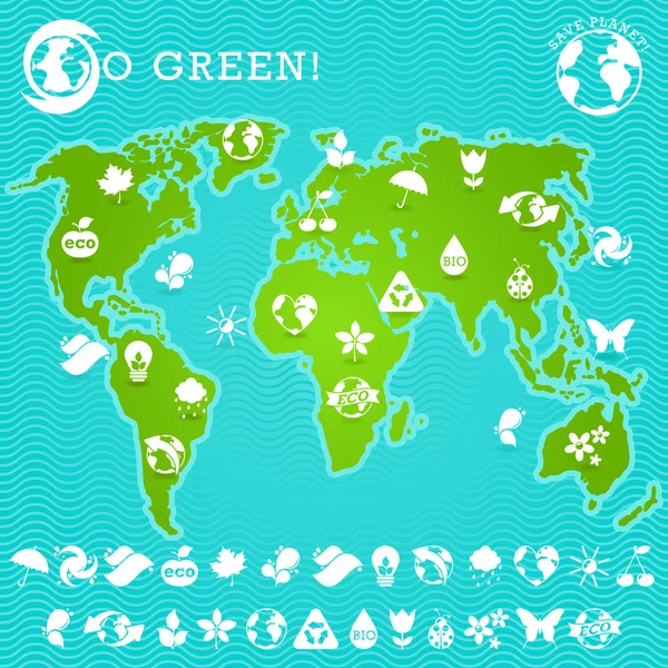 Ilustracja mapa zielonej ziemi — Wektor stockowy