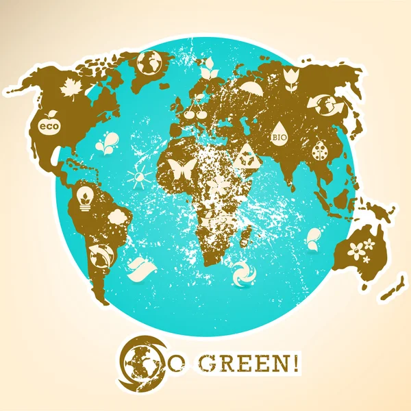 Grunge 地球，生态图 — 图库矢量图片
