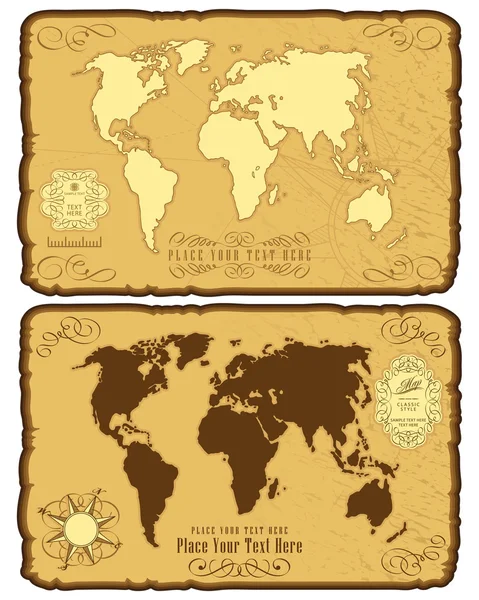 Wereldkaart in vintage stijl — Stockvector