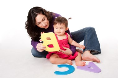 Baby learning alphabet ABC clipart