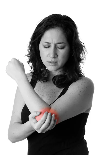 Kvinna med armbågen smärta — Stockfoto