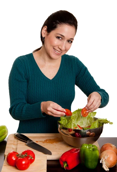 Organische salade voorbereiding — Stockfoto