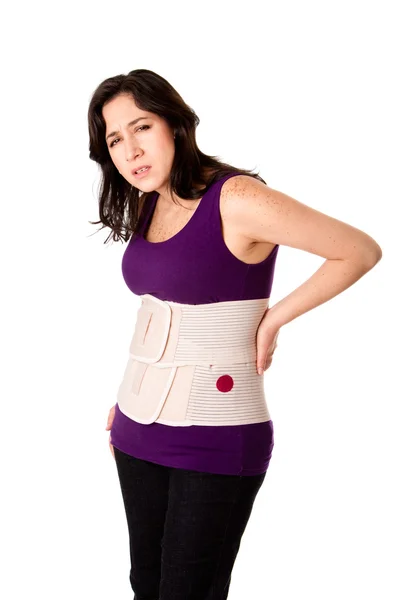 Mulher com cinta de corpo ortopédico — Fotografia de Stock