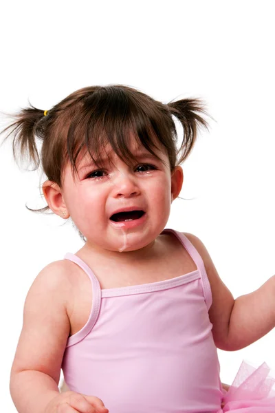 Cranky sorgsna gråtande baby barn ansikte — Stockfoto