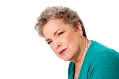 Confused senior woman clipart