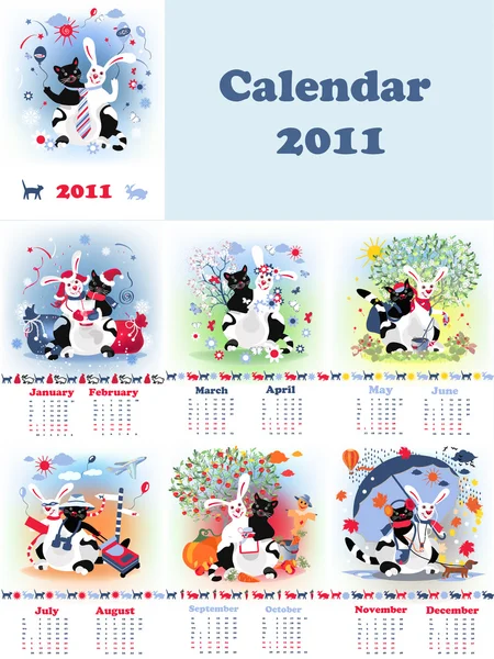 Catrabbit calendar — Stock Vector