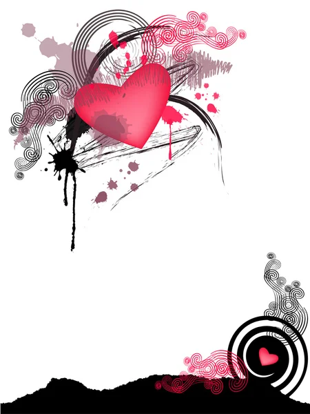 Heart with wings grunge — Stock Vector