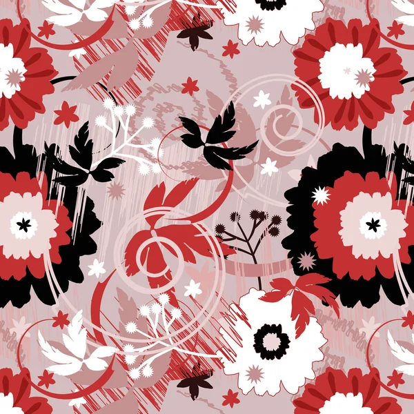 Abstrakte Nahtlose Hintergrund Mit Blumen Und Wirbel Muster — Stockvektor