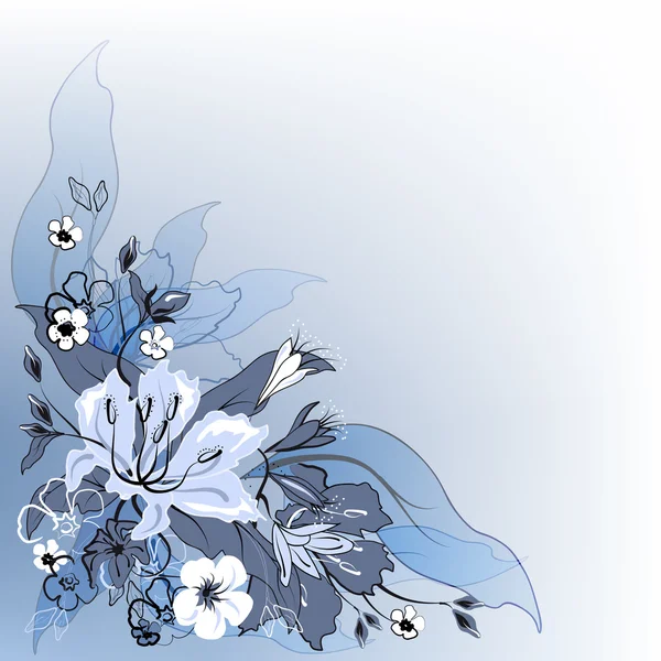 蓝色色域内装饰花卉背景 — 图库矢量图片