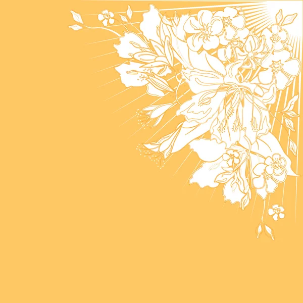 装飾的な花のスタイリッシュな黄色の背景 — ストックベクタ