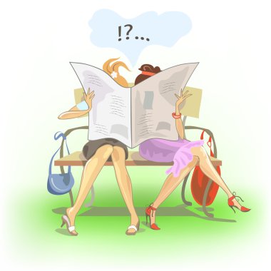 Girls reading clipart