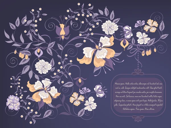 Fond floral foncé — Image vectorielle