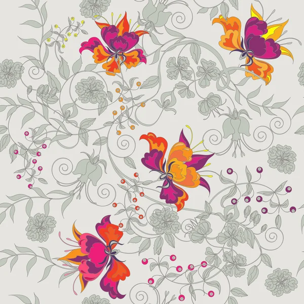 Fleurs lumineuses sans couture — Image vectorielle