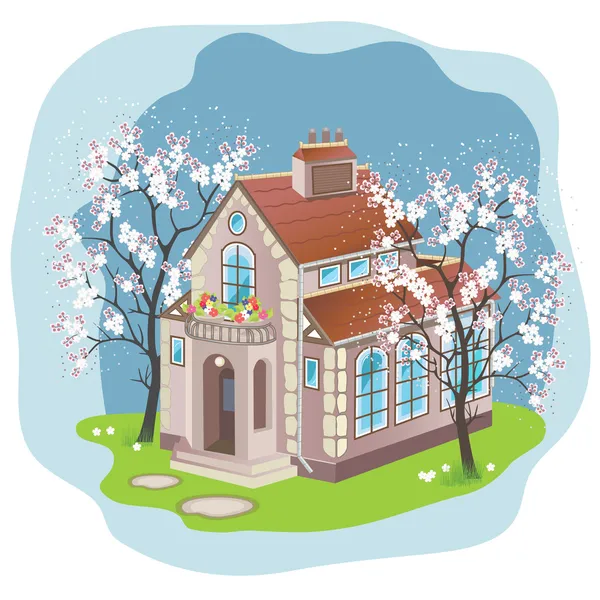 Casa de primavera — Vector de stock