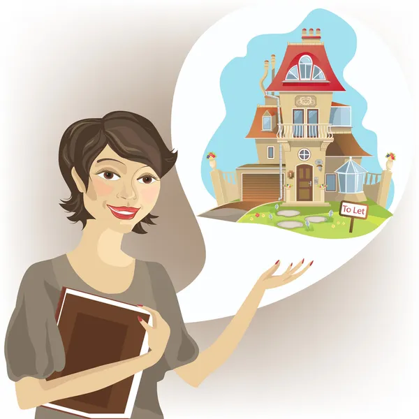 Mujer agente inmobiliario — Vector de stock