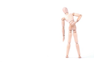 Wooden doll holding the hand due to back pain clipart