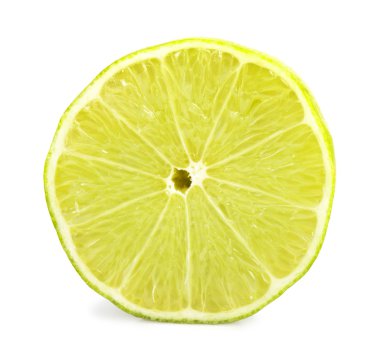 Beyaz bir arka planda tasarımınız için olgunlaşmış limon yeşili