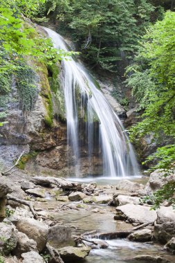 Waterfall jur-jur in the Crimean moutains for you design clipart