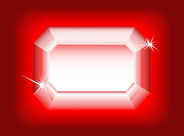 Diamant på röd bakgrund. — Stock vektor